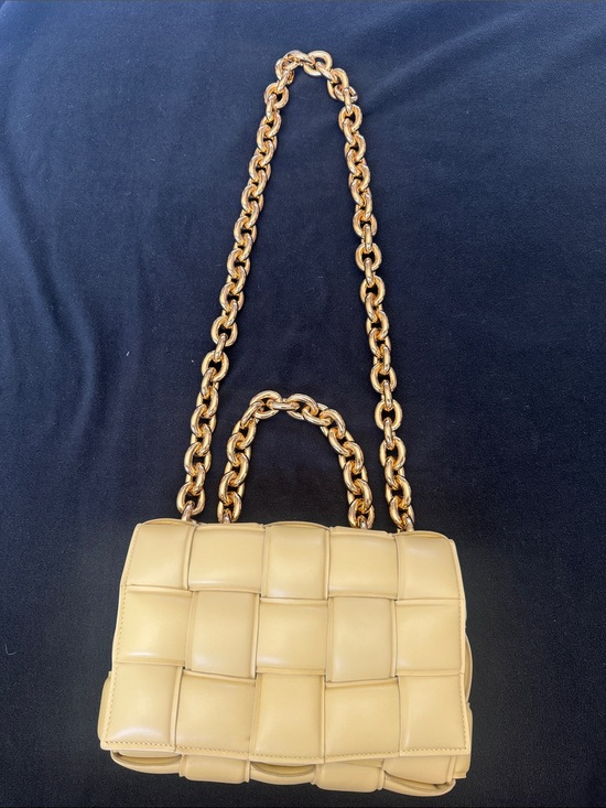 Bottega Veneta Handbags - Bottega Veneta Padded Intrecciato Shoulder Bag in Cream with Gold Chain